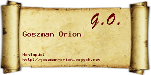 Goszman Orion névjegykártya